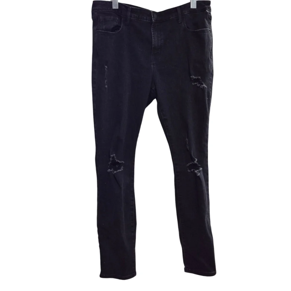 Old Navy Black Distressed Pop Icon Mid-Rise Skinny Jeans Size 16 NWOT - Picture 2 of 7
